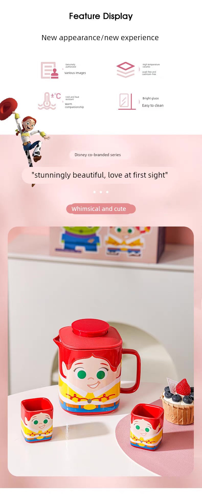 Cartoon Tea Set with Cups – 850ml Teapot & 75ml Cups