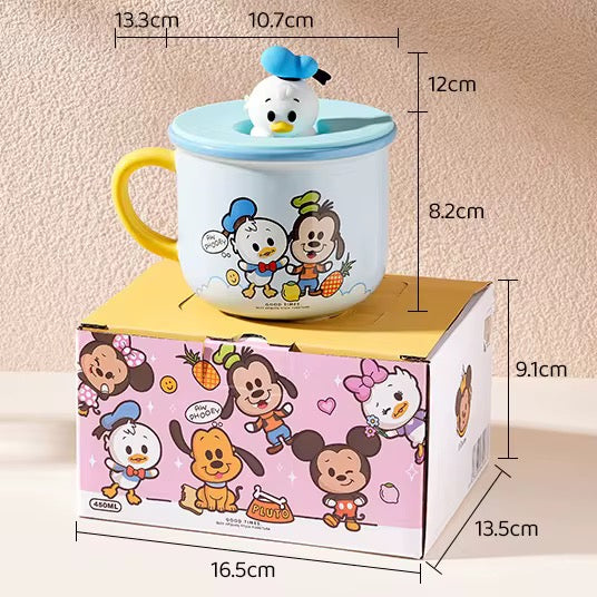 Cute Cartoon Character Mug with Lid – Mini Figure Design